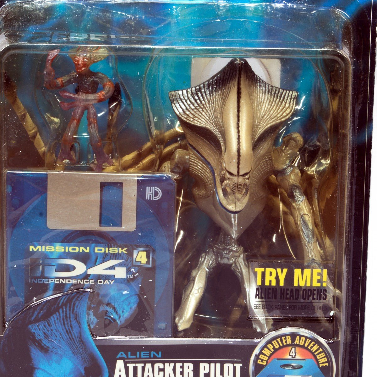 1996 Independence Day Alien ATTACKER PILOT & Host 8" Trendmasters Action Figure