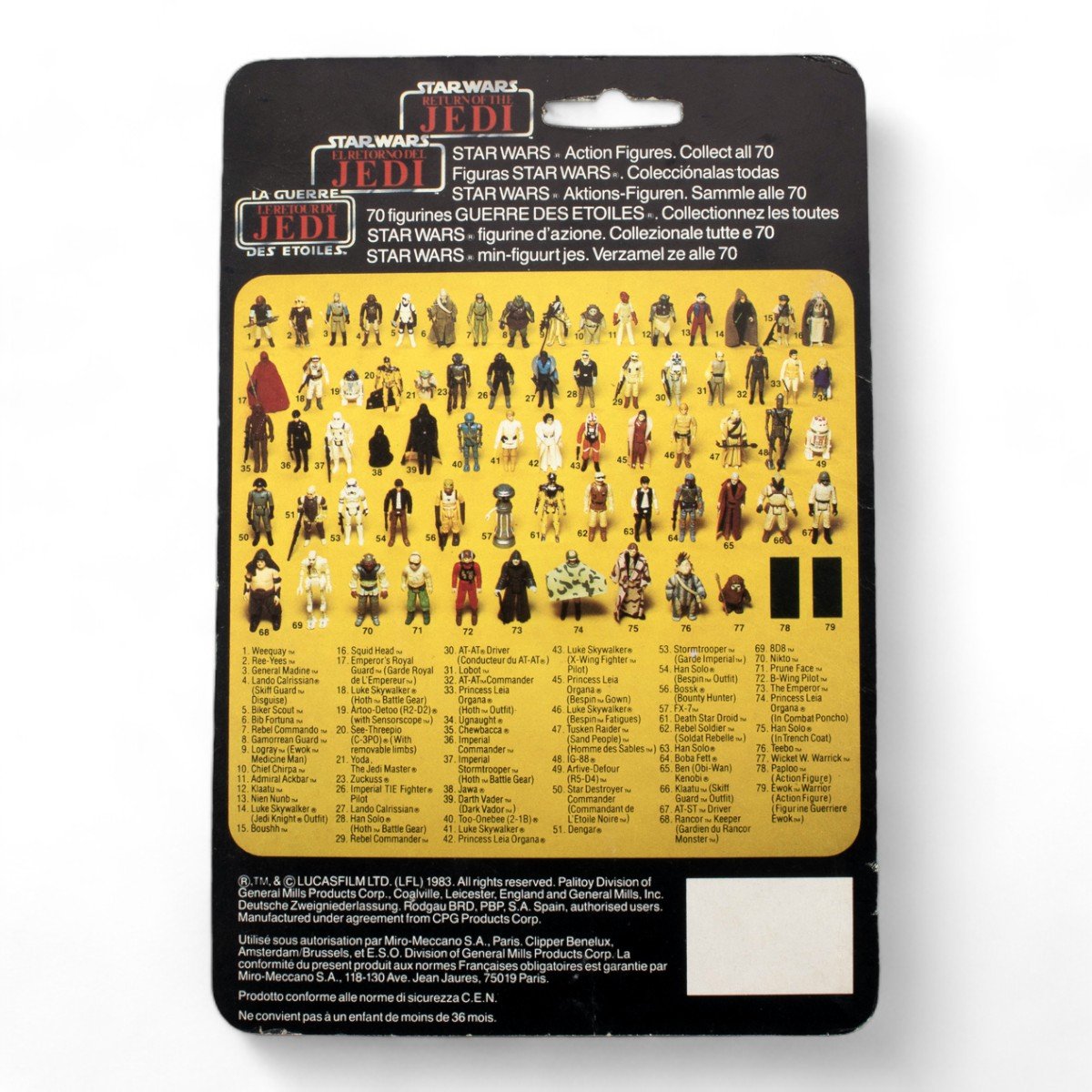 AT - ST DRIVER TRI - LOGO PALITOY ROTJ 70C CARDBACK VINTAGE STAR WARS EXCELLENT Picture 2