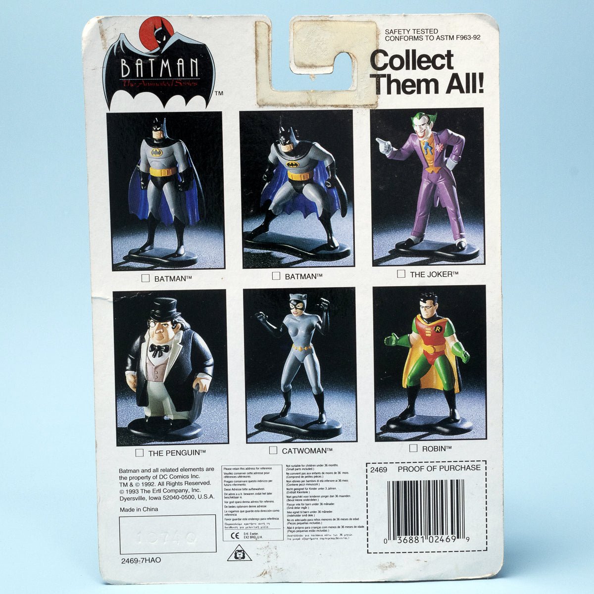 Batman The Animated Series BATMAN Vintage 1993 ERTL Die - Cast Metal MOC Figure - DT Collectable Toys