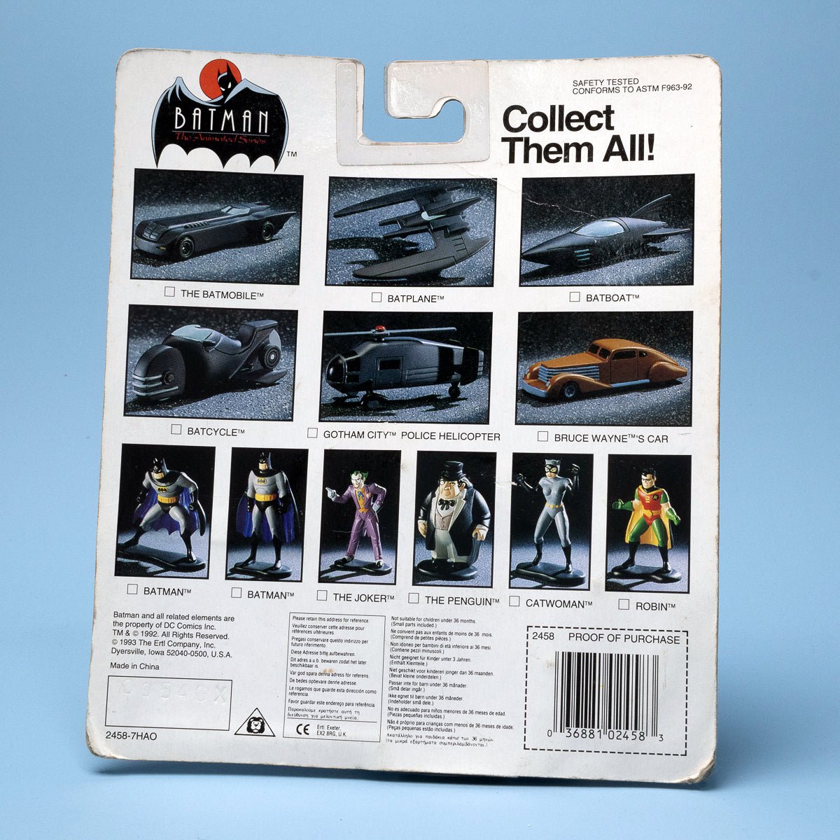 Batman The Animated Series BRUCE WAYNES CAR Vintage 1993 ERTL Die - Cast Metal MOC - DT Collectable Toys