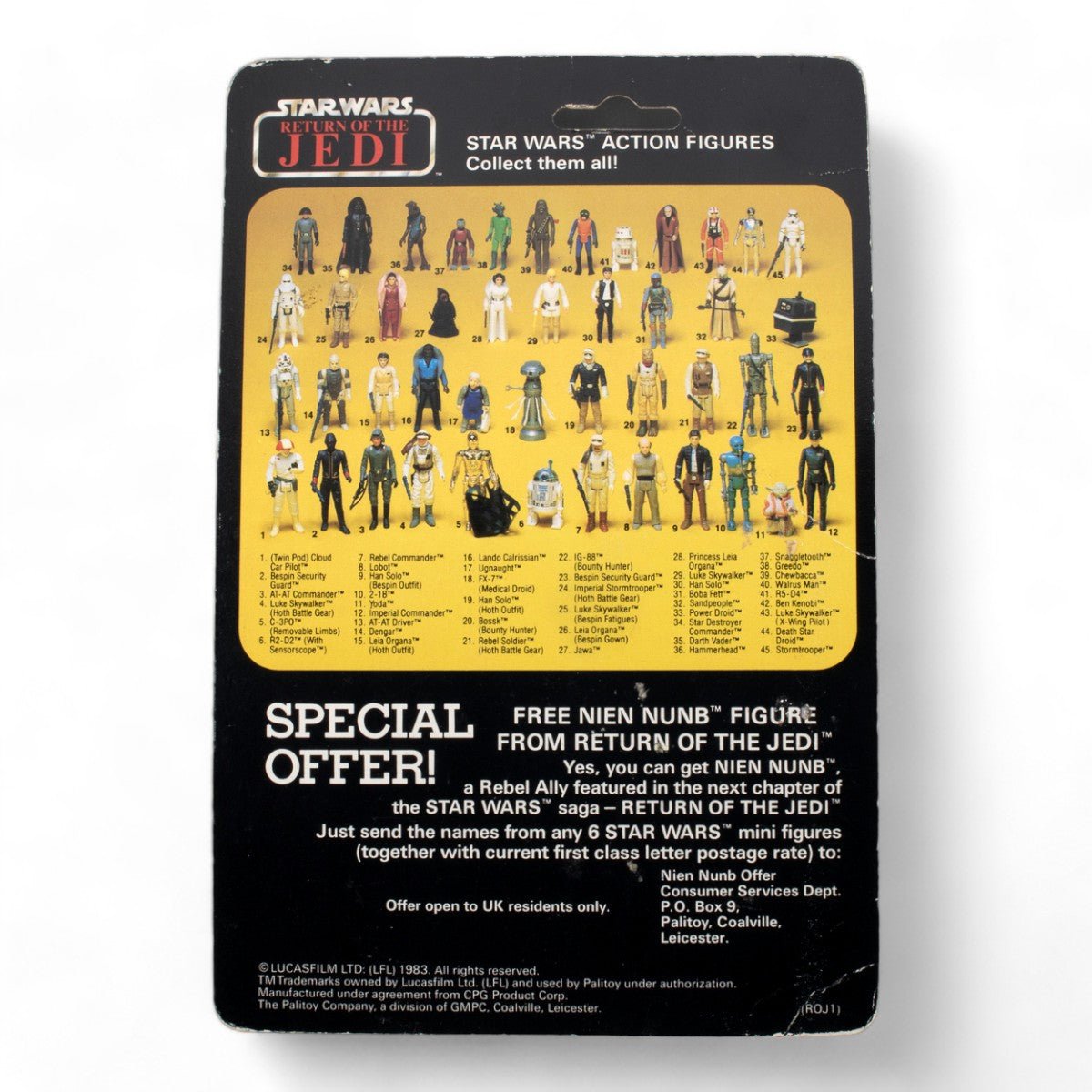 HOTH REBEL SOLDIER PALITOY ROTJ 45C CARDBACK VINTAGE STAR WARS VERY GOOD - DT Collectable Toys