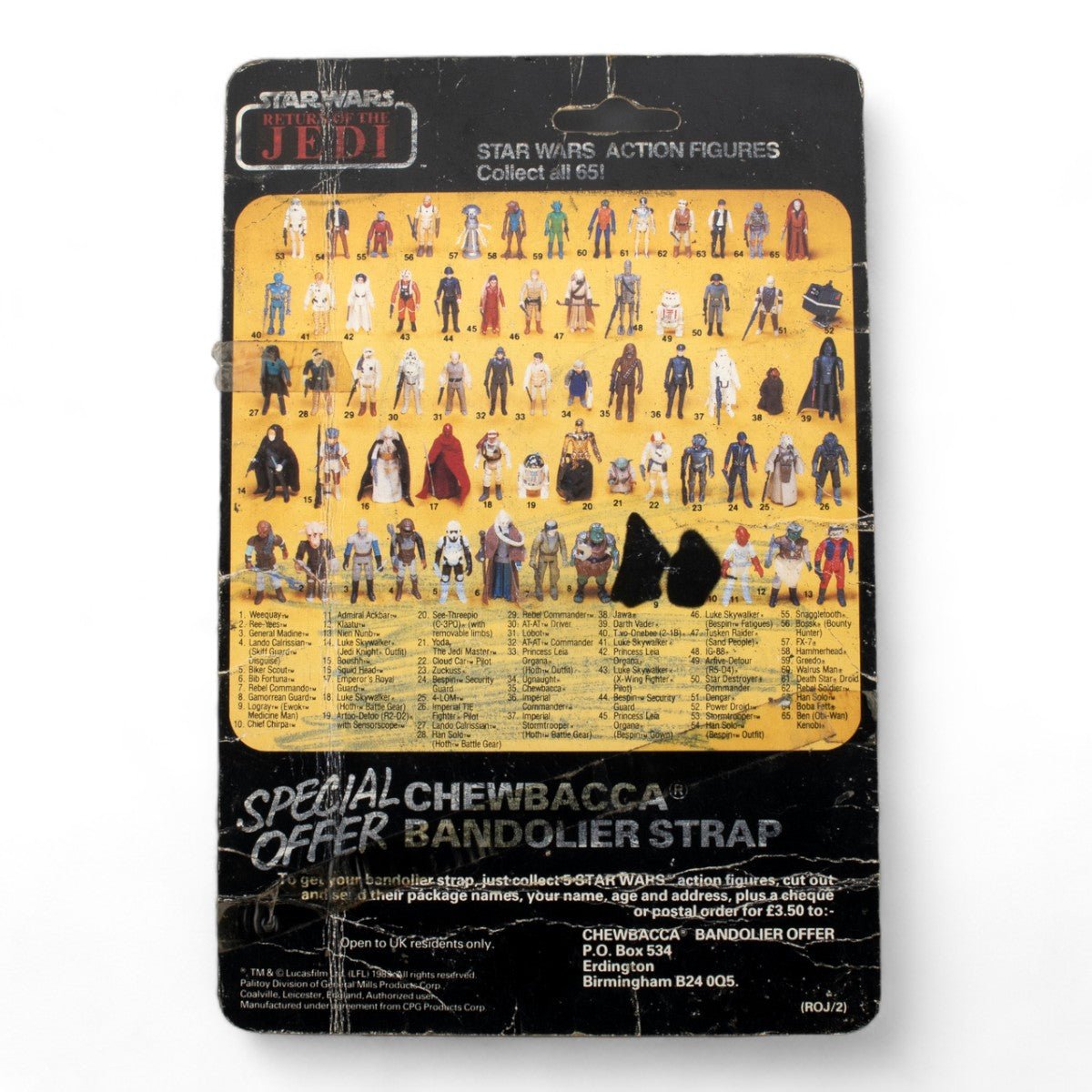 HOTH REBEL SOLDIER PALITOY ROTJ 65D CARDBACK VINTAGE STAR WARS POOR Picture 2