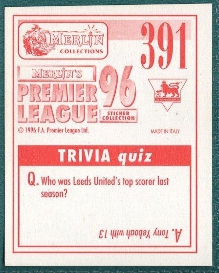 Merlin Premier League 96 Sticker – Andrei Kanchelskis Everton FC No. 391