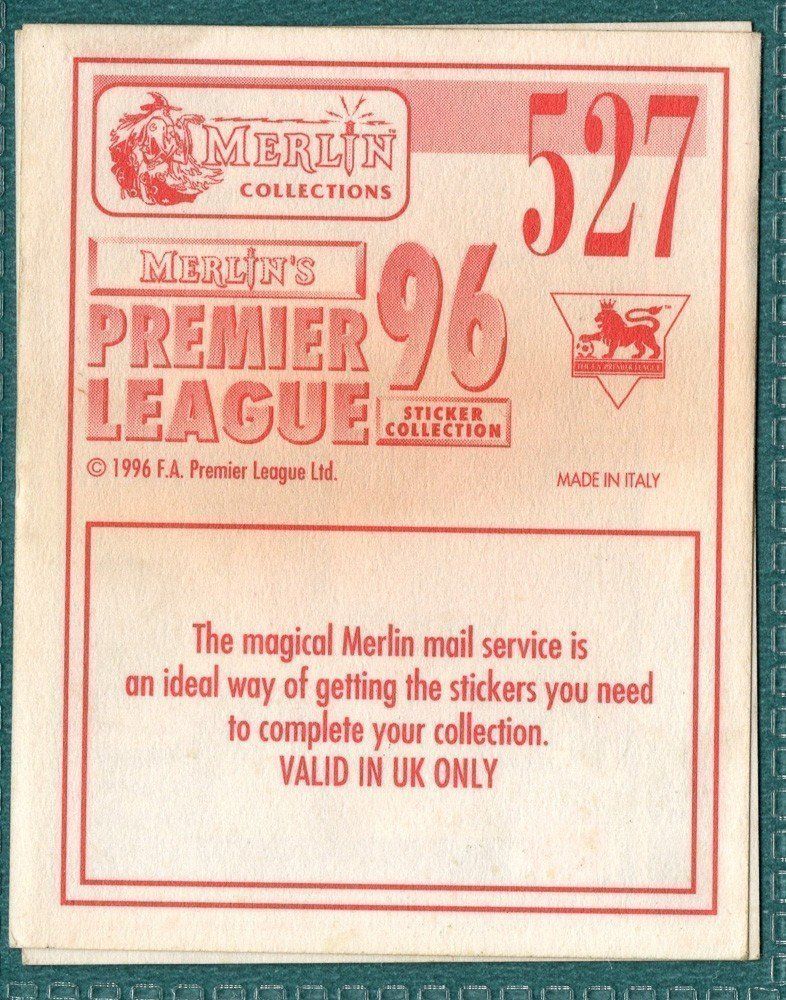 Merlin Premier League 96 Sticker – Bolton Wanderers Club Programme No. 527