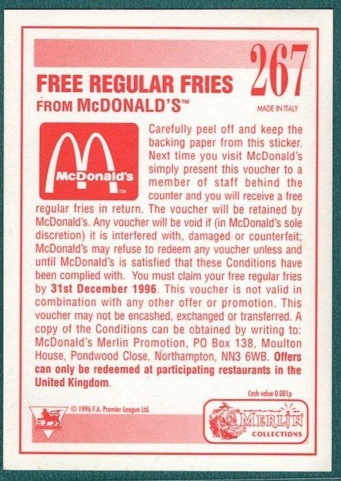 Bryan Robson McDonalds Sticker