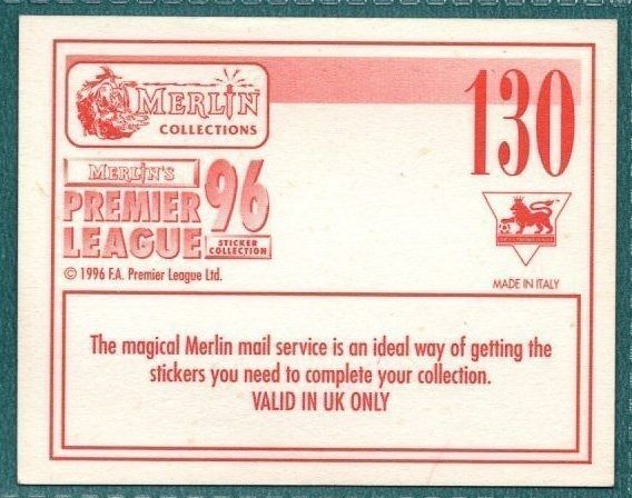 Merlin Premier League 96 Sticker – Gary Speed Leeds United L/P Foil No. 130