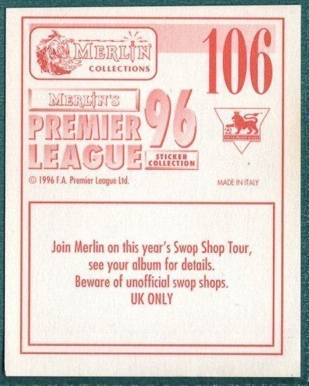 Merlin Premier League 96 Sticker – Howard Wilkinson Leeds United No. 106