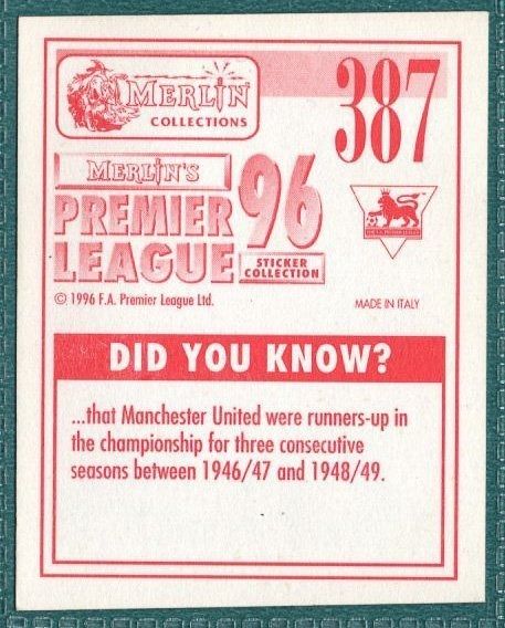 Merlin Premier League 96 Sticker – Joe Parkinson Everton FC No. 387