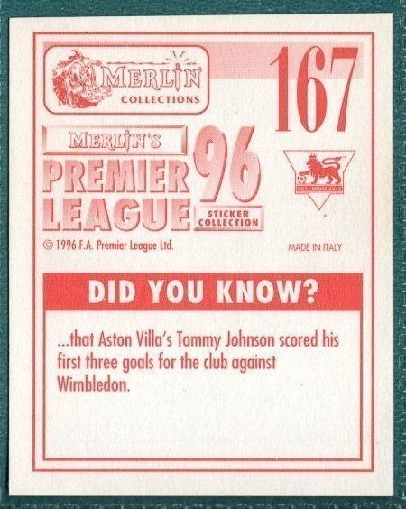 Merlin Premier League 96 Sticker – Justin Edinburgh Tottenham Hotspur No. 167