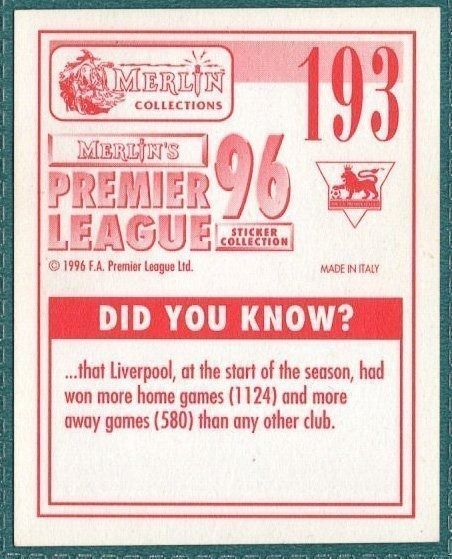 Merlin Premier League 96 Sticker – Karl Ready Queens Park Rangers No. 193