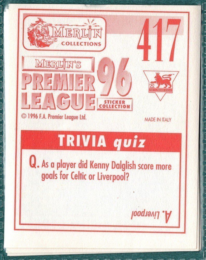 Merlin Premier League 96 Sticker - Kevin Richardson Coventry City No. 417