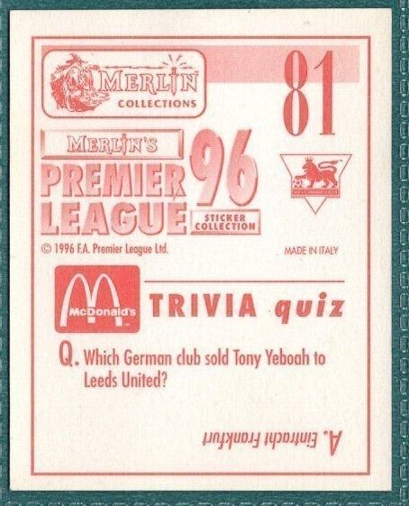 Merlin Premier League 96 Sticker – Liverpool Badge Foil No. 81