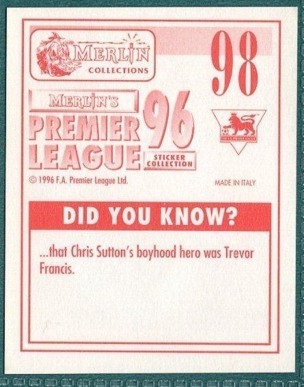 Merlin Premier League 96 Sticker – Mark Kennedy Liverpool FC No. 98