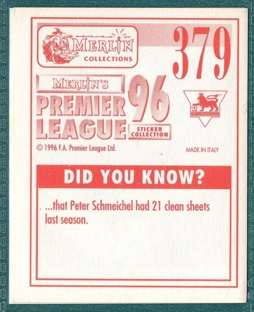 Merlin Premier League 96 Sticker - Neville Southall Everton FC No. 379