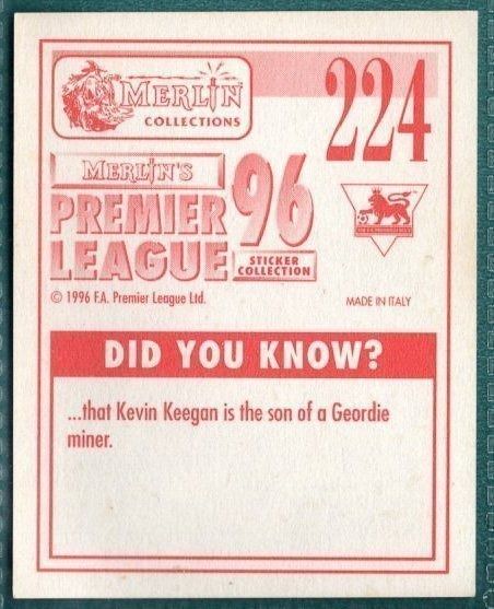 Merlin Premier League 96 Sticker – Vinnie Jones Wimbledon FC No. 224