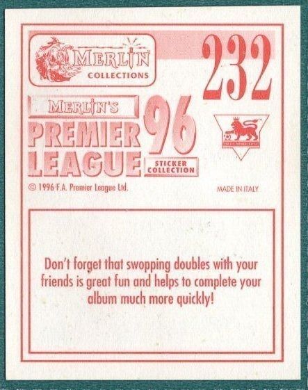 Merlin Premier League 96 Sticker – Wimbledon FC Club Programme No. 232