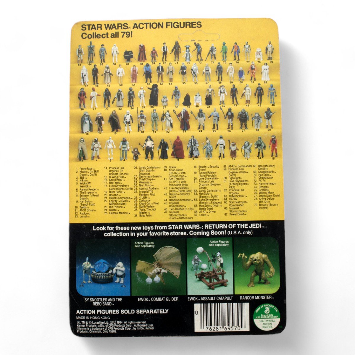 NIKTO KENNER ROTJ 79A UNPUNCHED CARDBACK VINTAGE STAR WARS EXCELLENT - DT Collectable Toys