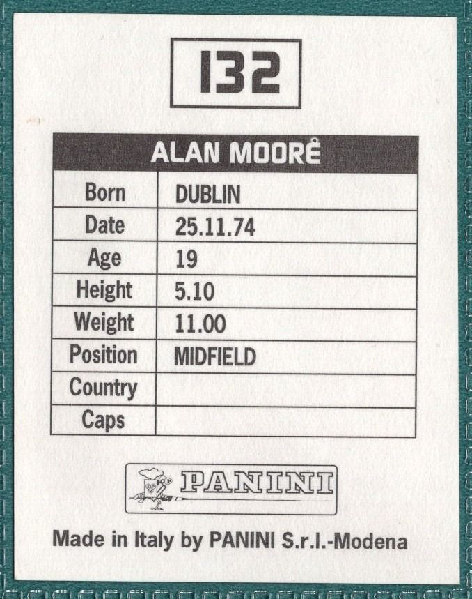 Panini Sticker Alan Moore Middlesbrough No.132