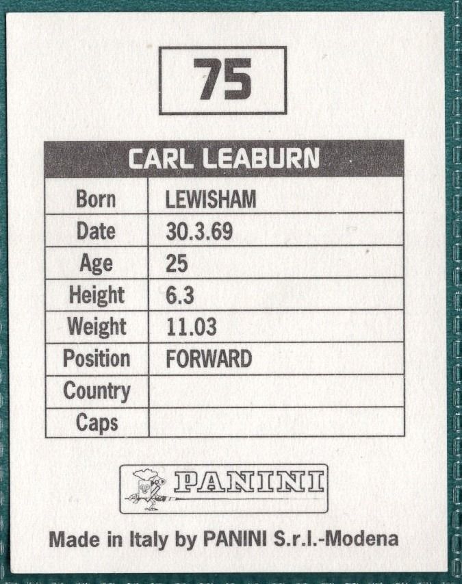 Panini Sticker Carl Leaburn Charlton Athletic No.75