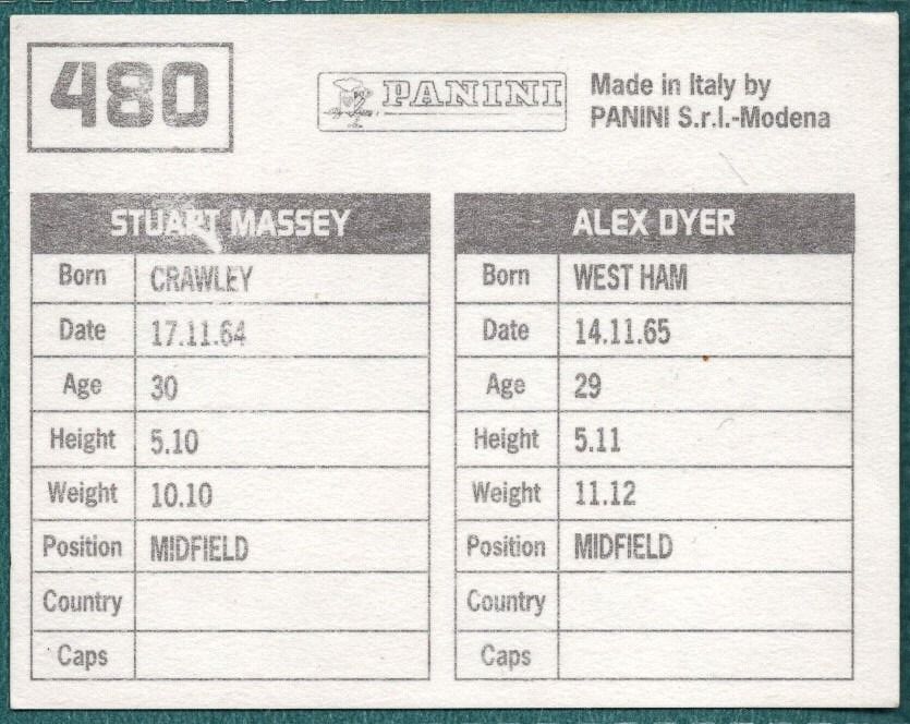 Panini Sticker Dyer / Massey Oxford United No.480