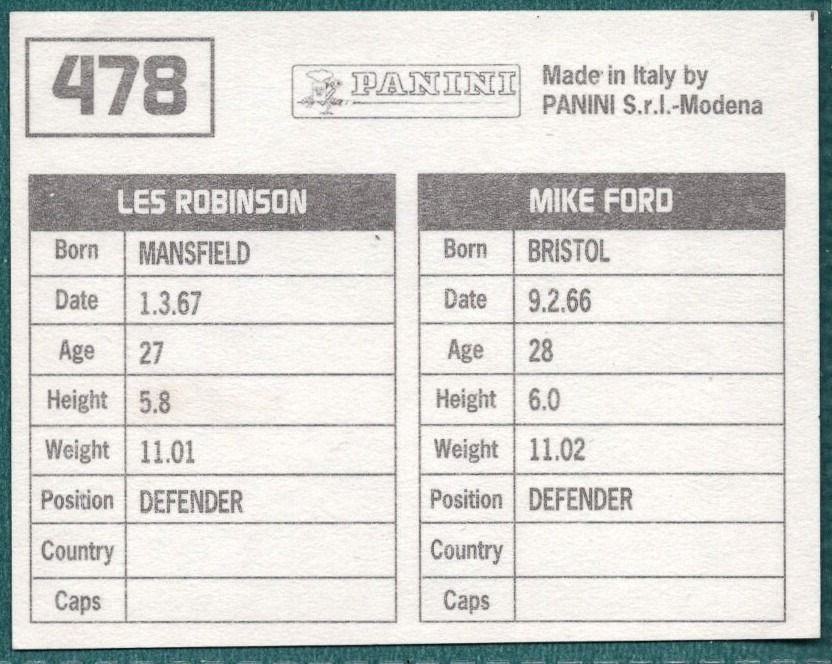 Panini Sticker Ford / Robinson Oxford United No.478
