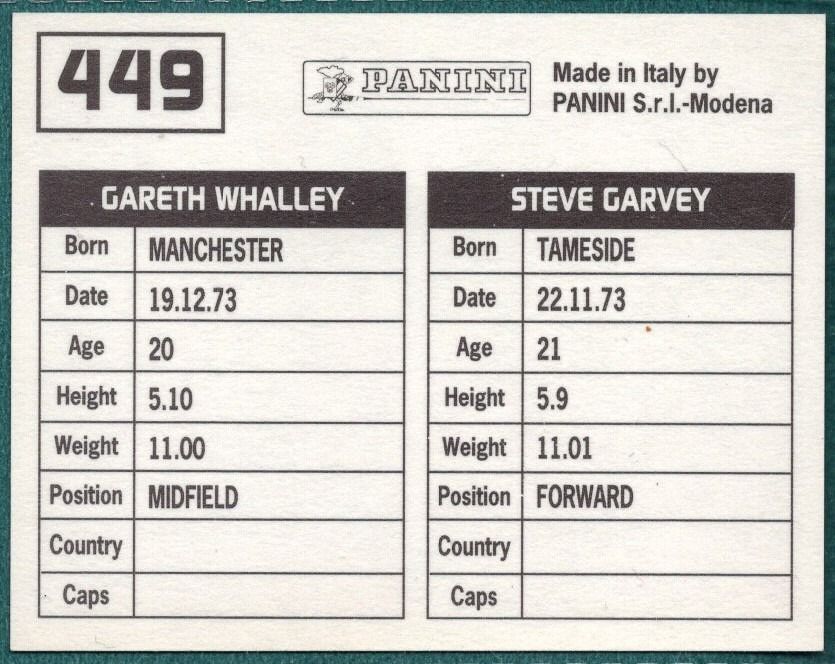 Panini Sticker Garvey / Whalley Crewe Alexandra No.449