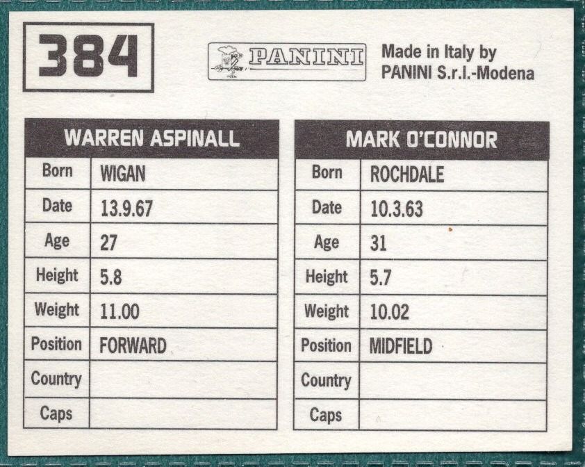 Panini Sticker O'Connor / Aspinall Bournemouth No.384