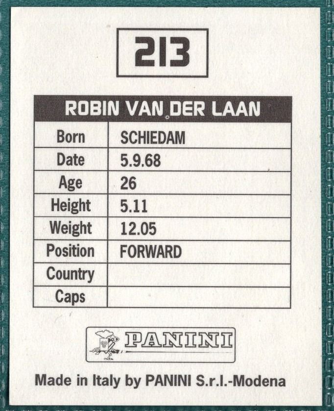 Panini Sticker Robin Van Der Laan Port Vale No.213