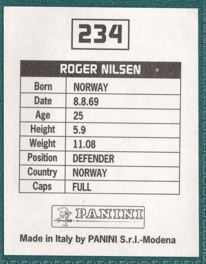 Panini Sticker Roger Nilsen Sheffield United No.234