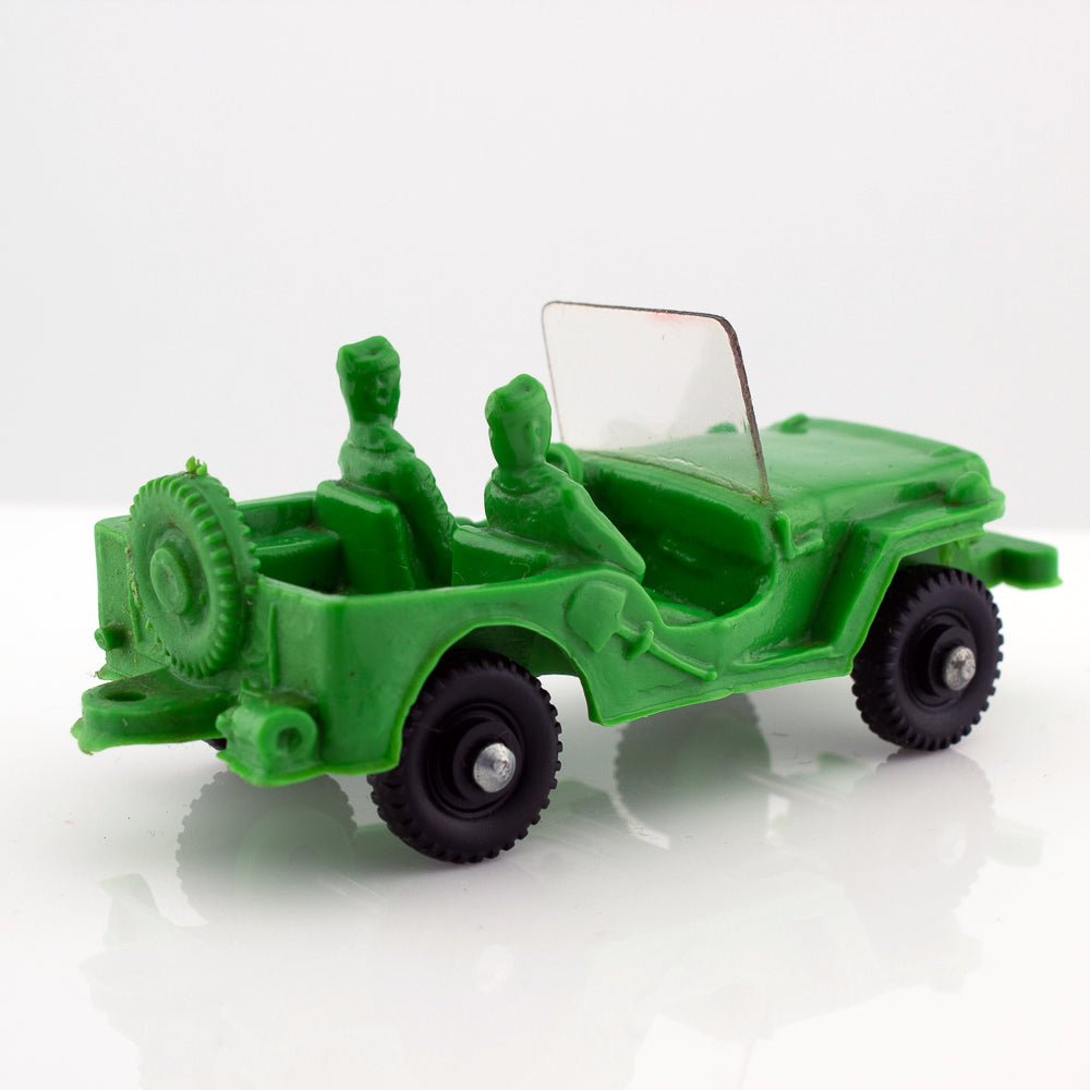 Tomte Laerdal Norway, 2 Jeep Willys 1962 Vintage Green Vinyl Plastic Model