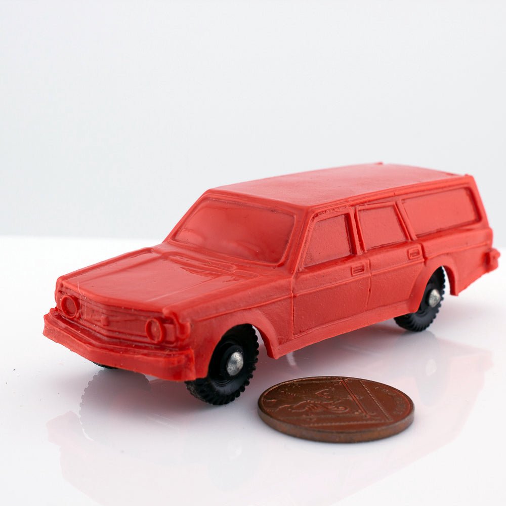 Tomte Laerdal Norway, 27 Volvo 145 1973 Vintage Red Vinyl Plastic Model