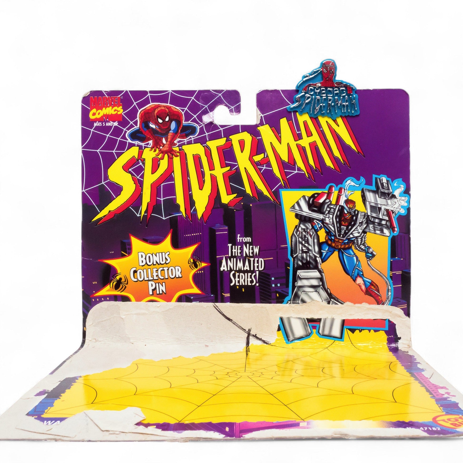 Toy Biz 1996 Marvel CYBORG SPIDER - MAN Spider - Wars Vintage Figure & Pin Pre - Owned Picture 7