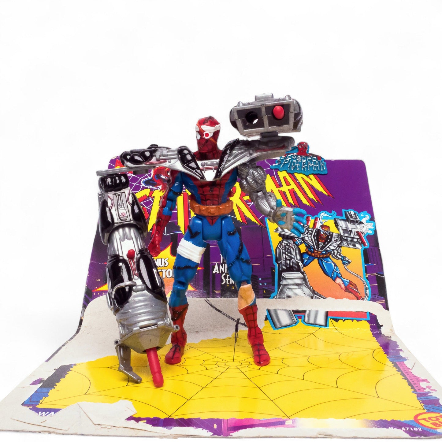 Toy Biz 1996 Marvel CYBORG SPIDER - MAN Spider - Wars Vintage Figure & Pin Pre - Owned Picture 6