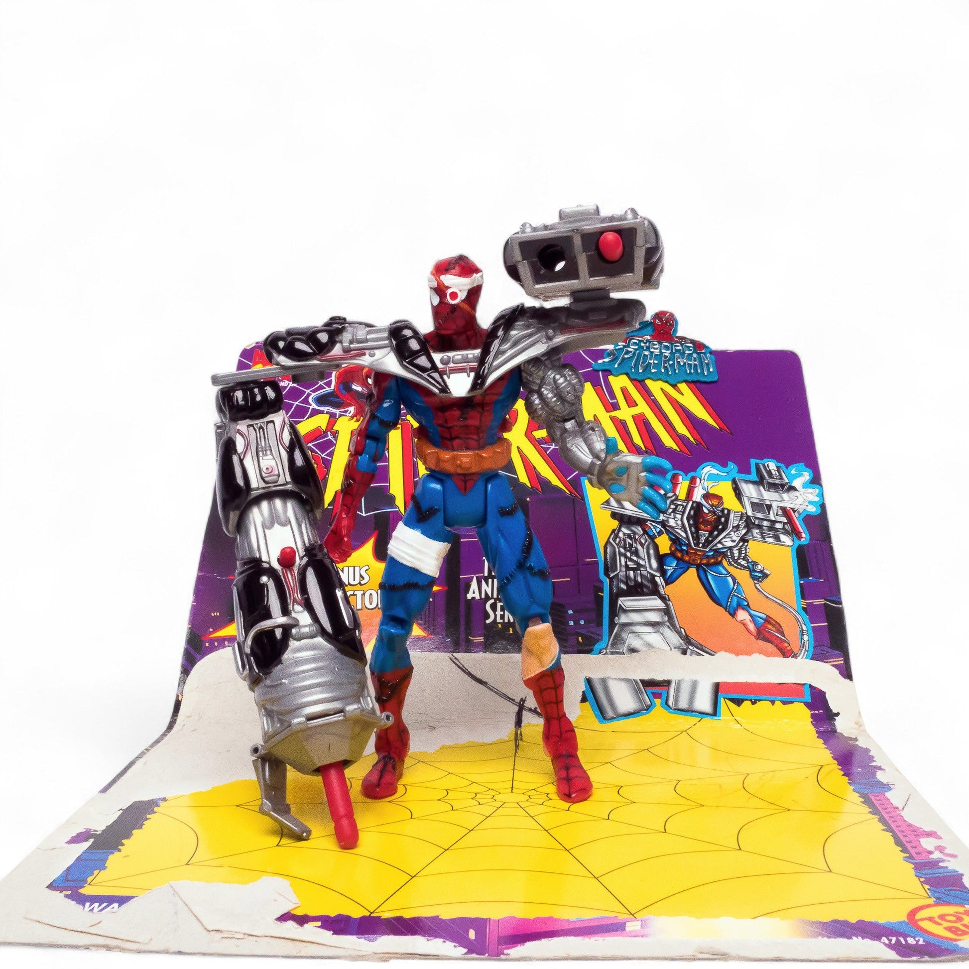 Toy Biz 1996 Marvel CYBORG SPIDER - MAN Spider - Wars Vintage Figure & Pin Pre - Owned Picture 6