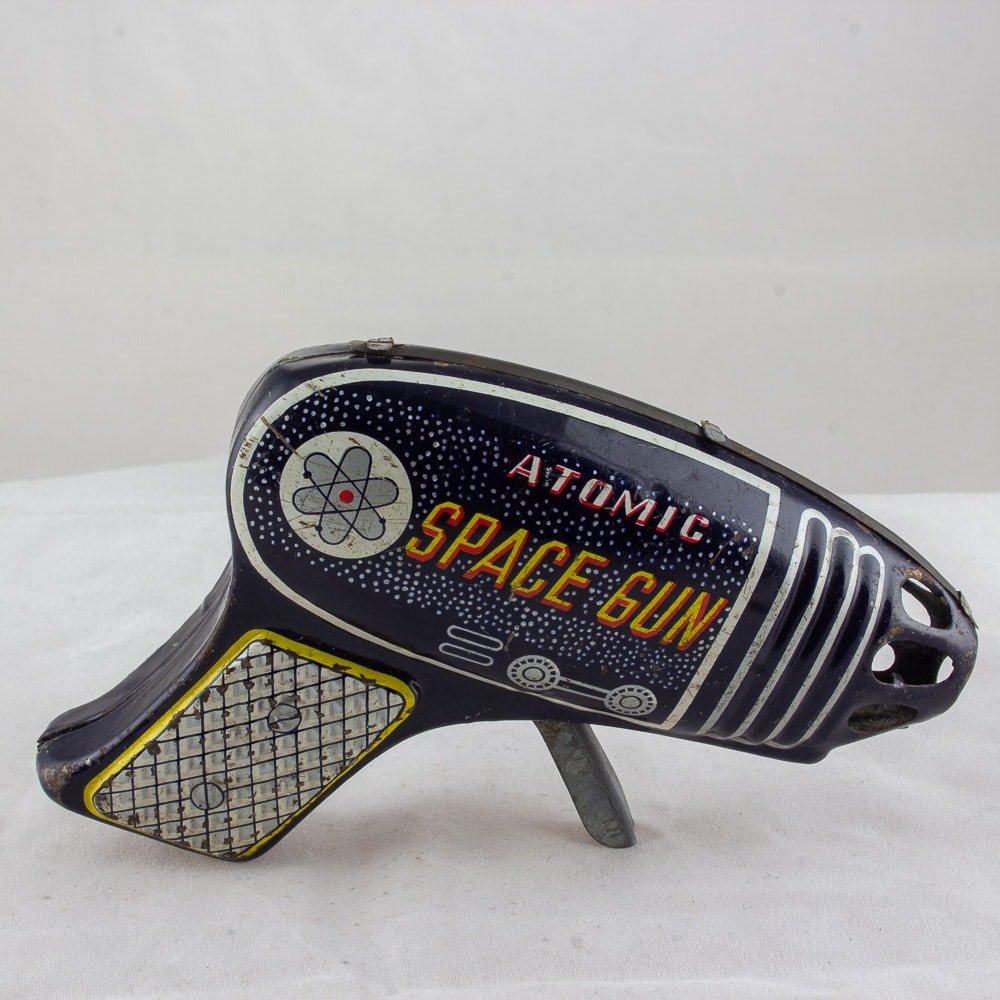 Vintage 1960's Original ATOMIC SPACE GUN Japanese Tin Litho Toy Excellent