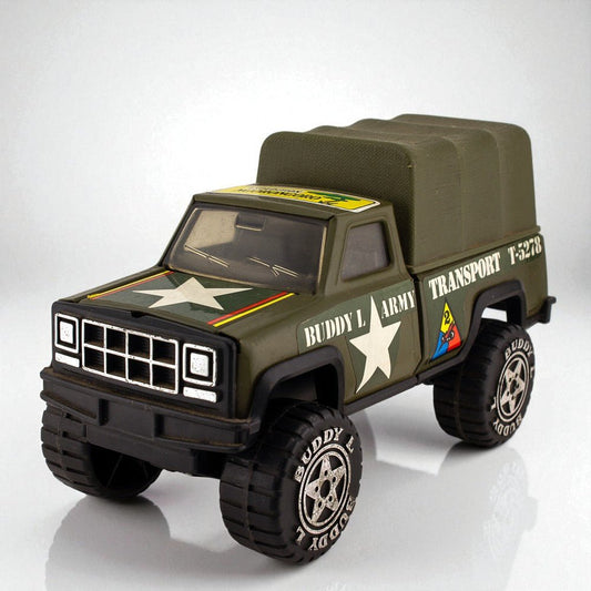 Vintage 1979 Buddy L Army Transport T - 5278 Military Jeep Pressed Steel Model Diecast Vehicle Picture 1