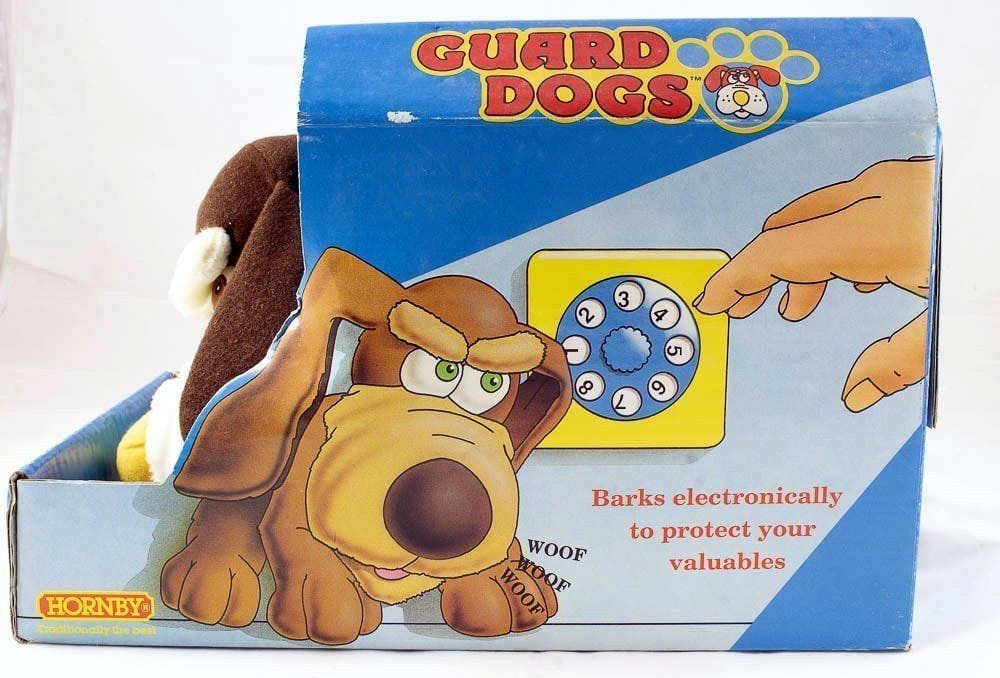 Vintage 1990 Hornby Guard Dogs, Plush Electronic Safe, Mint & Boxed