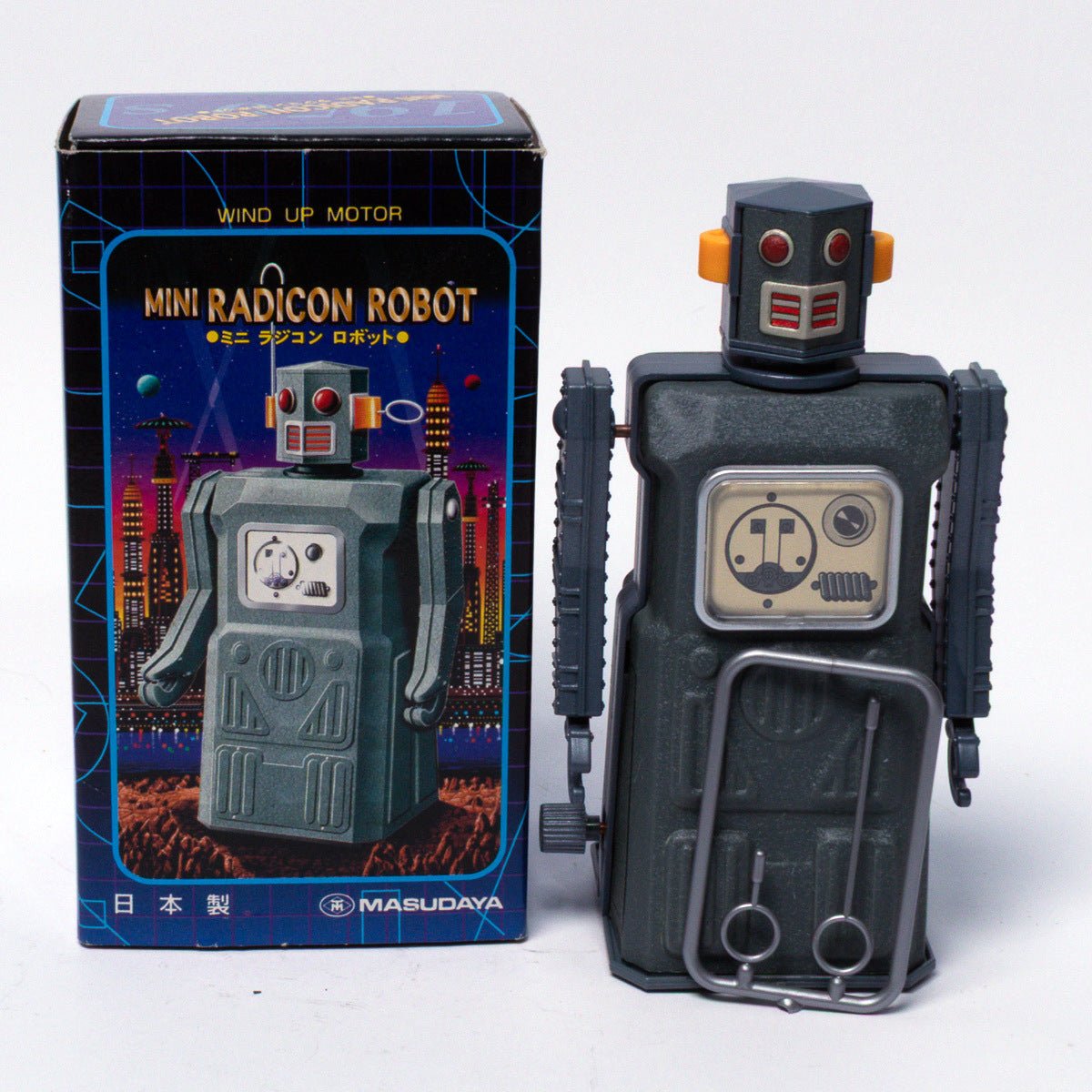 Vintage 1997 Masudaya Mini Radicon Robot Clockwork Tin Toy Replica Mint & Boxed