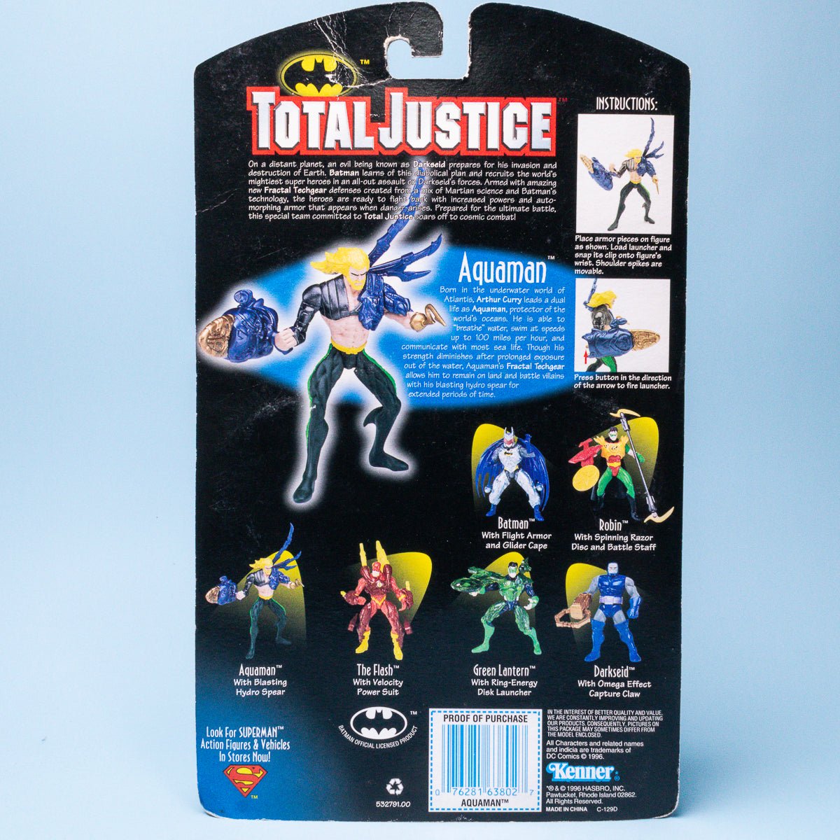Vintage Kenner Total Justice AQUAMAN 1996 DC Comics Action Figure MOC - DT Collectable Toys