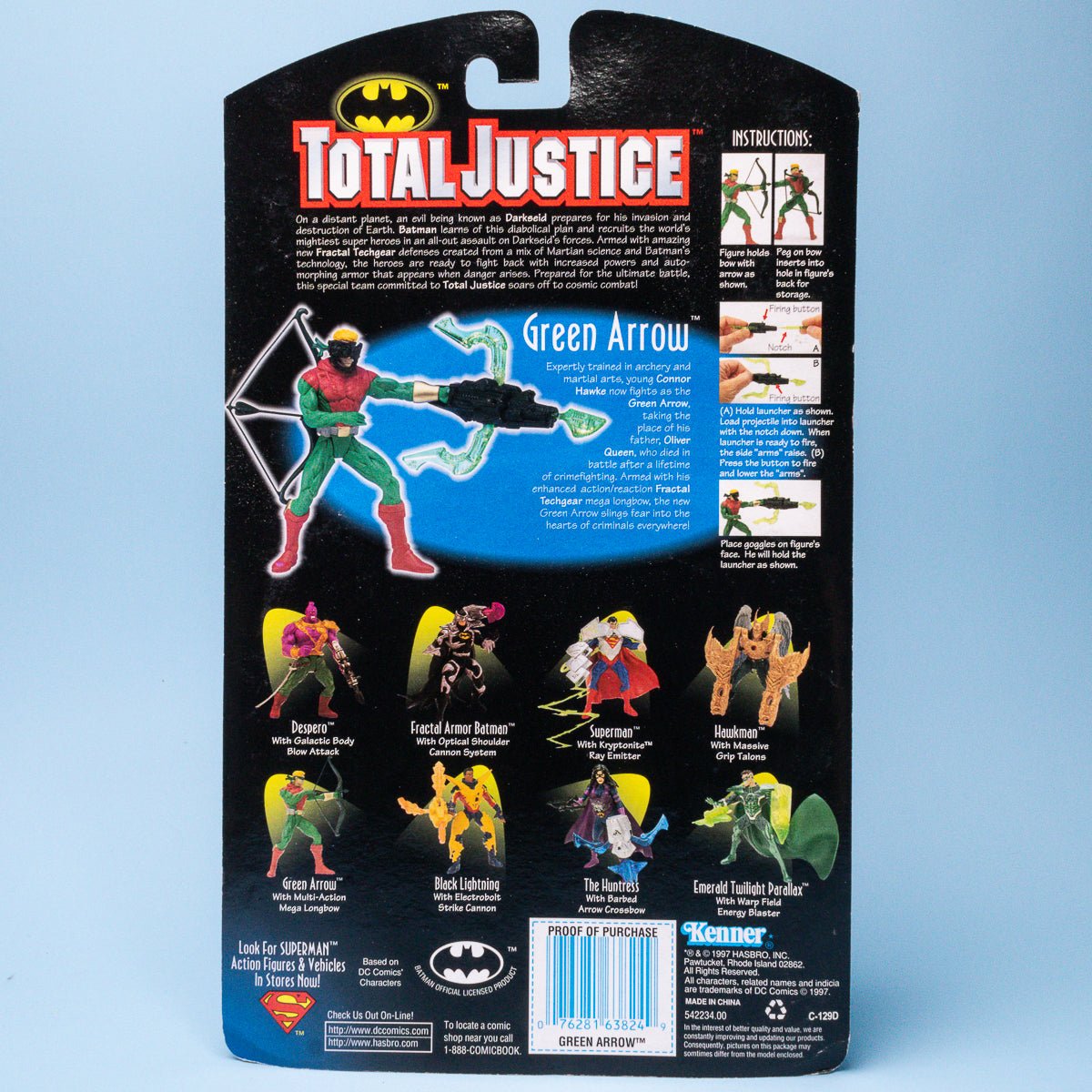 Vintage Kenner Total Justice GREEN ARROW 1996 DC Comics MOC Action Figure - DT Collectable Toys