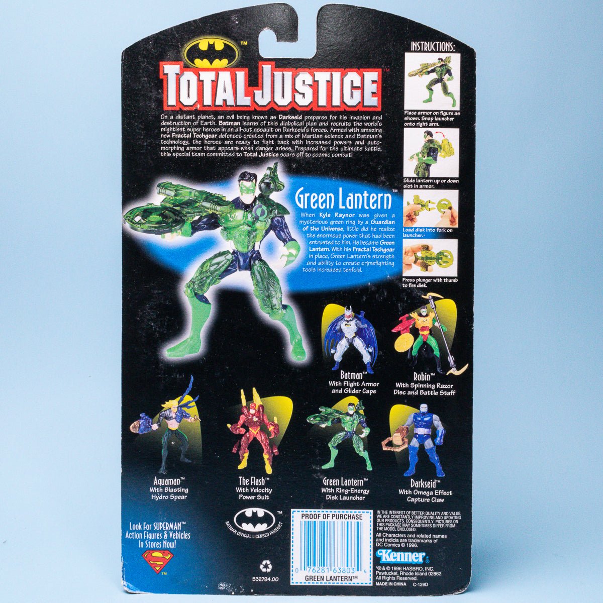 Vintage Kenner Total Justice GREEN LANTERN 1996 DC Comics Action Figure MOC - DT Collectable Toys