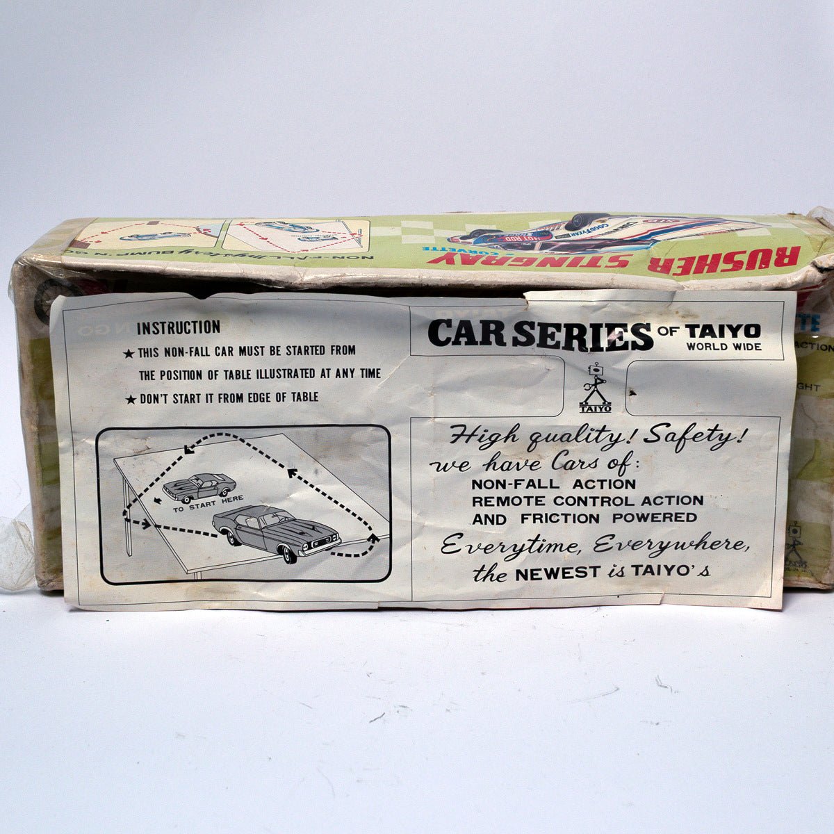 Vintage Rusher Stingray Corvette C - 639 Taiyo Bump 'n Go Tinplate Toy Car MIB