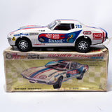 Vintage Rusher Stingray Corvette C - 639 Taiyo Bump 'n Go Tinplate Toy Car MIB