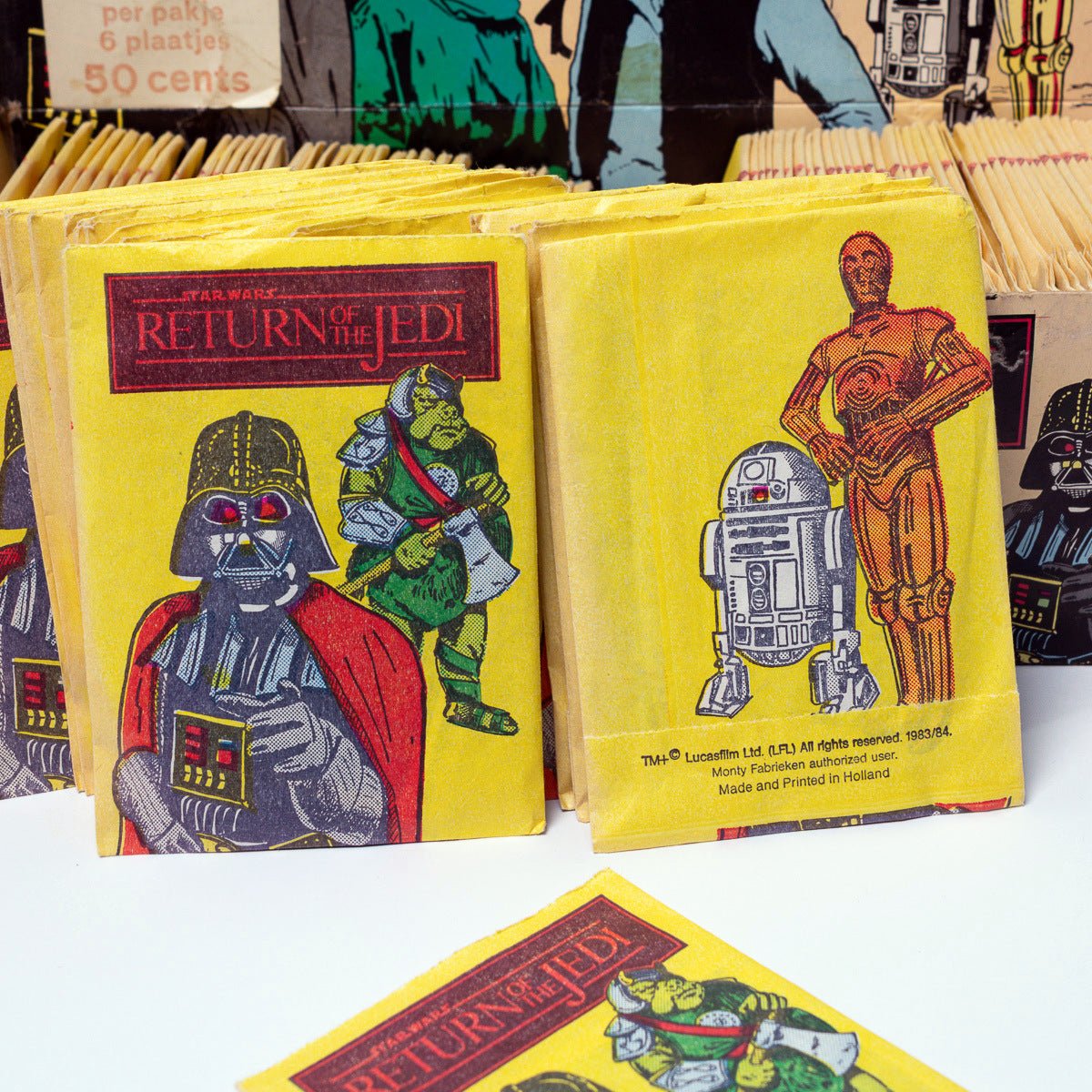 Vintage Star Wars ROTJ Monty Fabrieken Counter Top Trade Pack Trading Cards