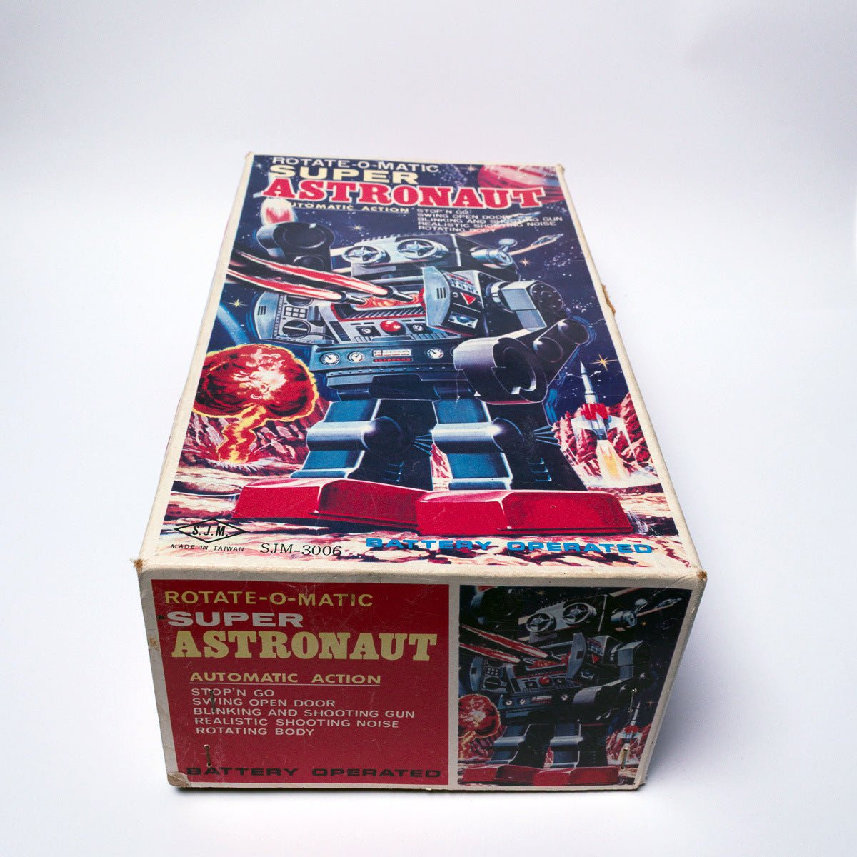 Vintage Super Astronaut Rotate - O - Matic Plastic Legs SJM3006 Tinplate Robot & Box