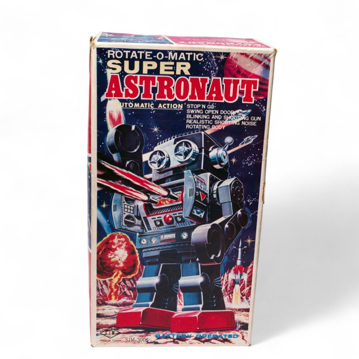 Vintage Super Astronaut Rotate - O - Matic Plastic Legs SJM3006 Tinplate Robot & Box