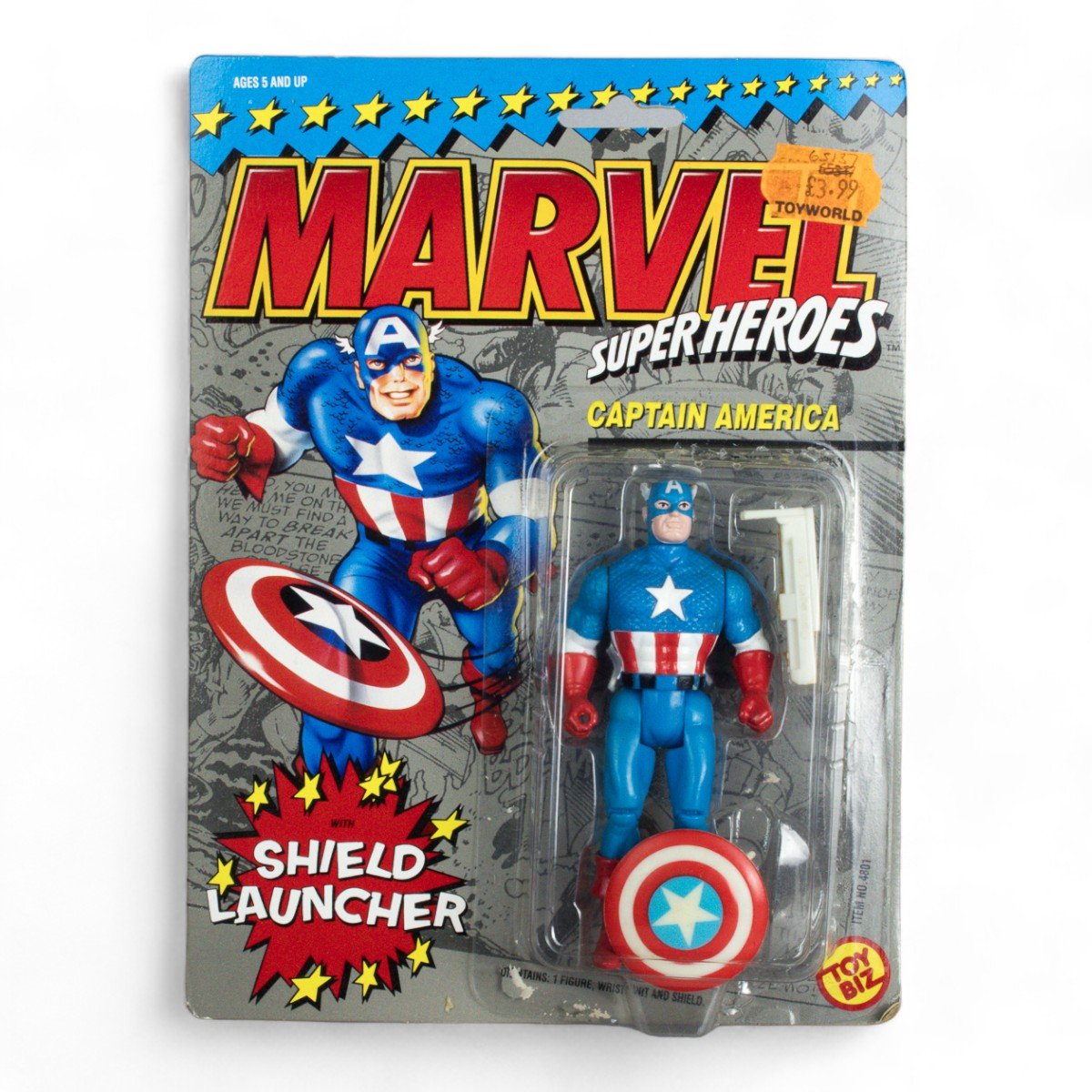 Vintage Toy Biz Captain America Marvel Super Heroes Carded Action Figure Opened - DT Collectable Toys