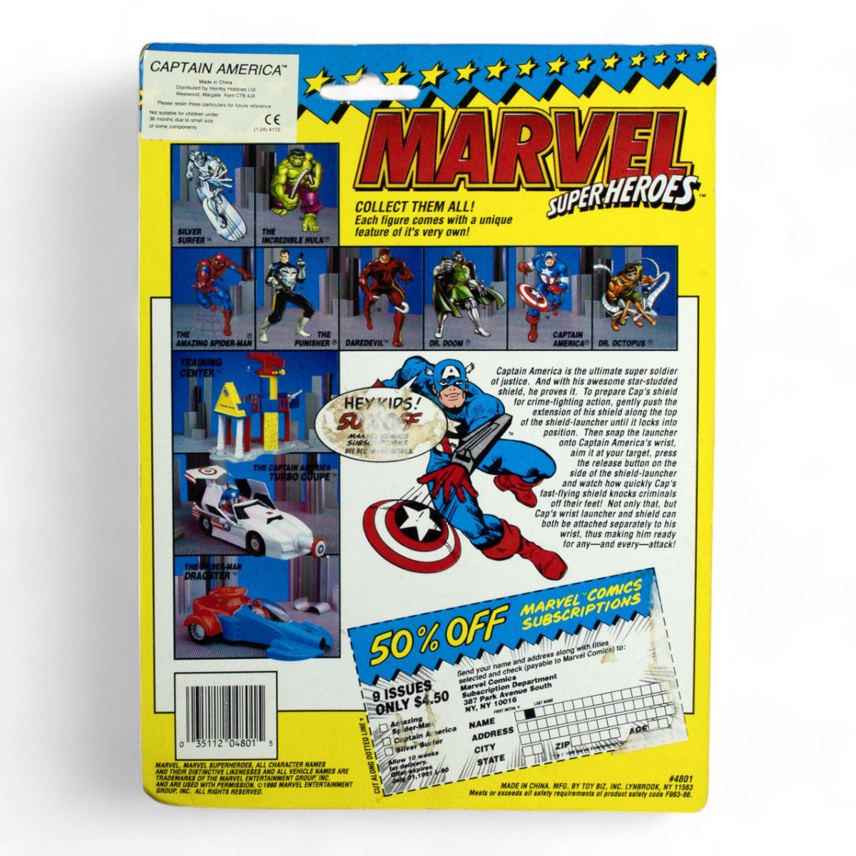Vintage Toy Biz Captain America Marvel Super Heroes Carded Action Figure Opened - DT Collectable Toys