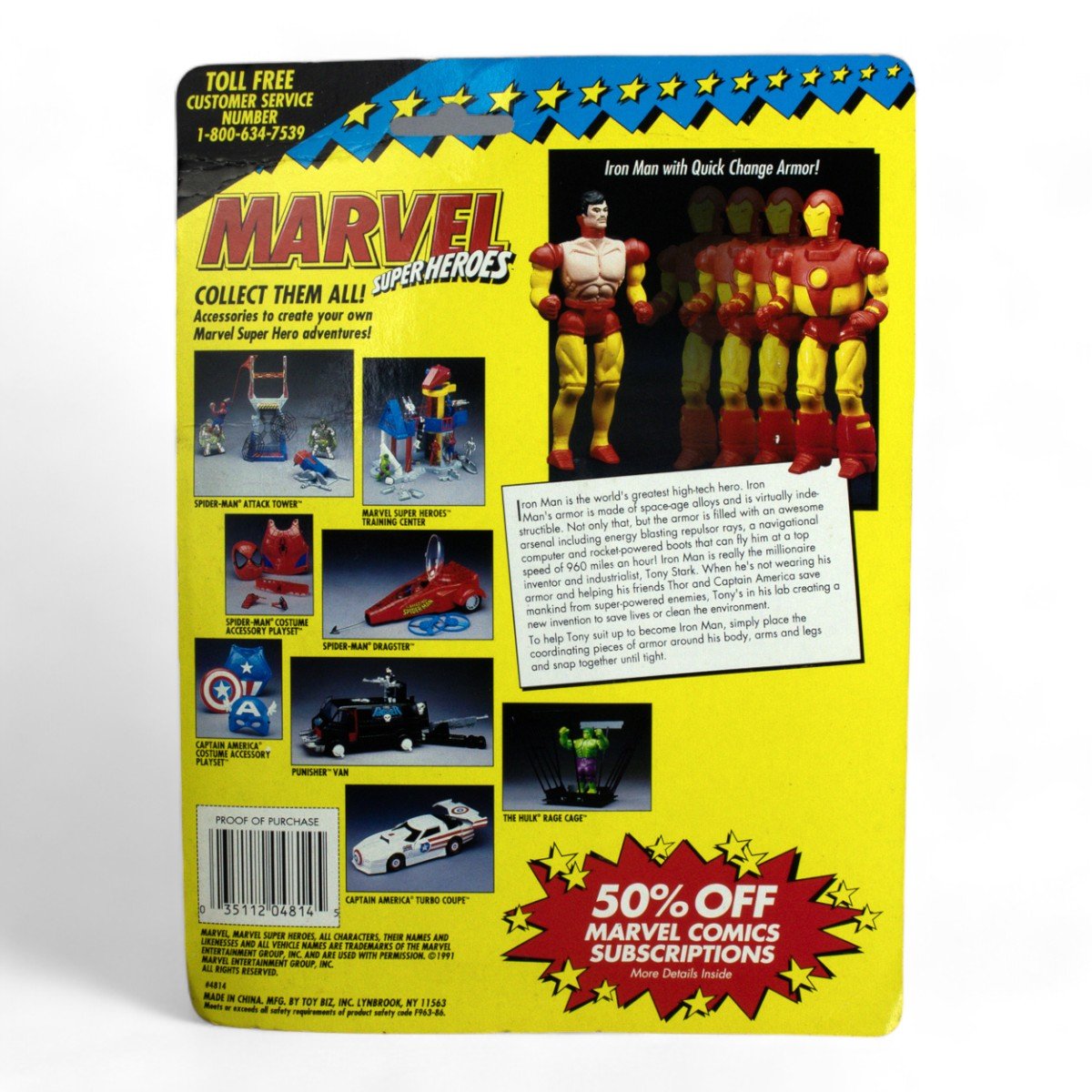 Vintage Toy Biz Iron Man Marvel Super Heroes Carded Figure Opened - DT Collectable Toys