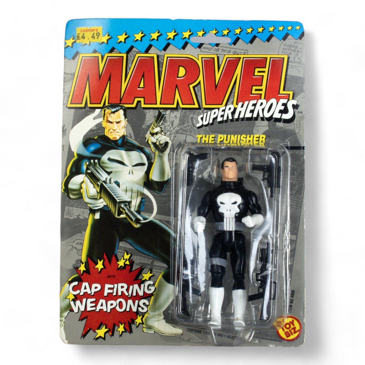 Vintage Toy Biz Punisher Marvel Super Heroes Carded Action Figure Opened - DT Collectable Toys